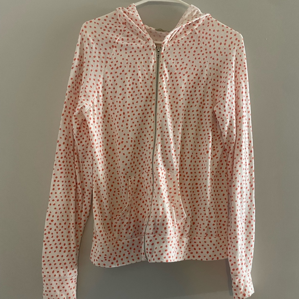 Polka dot lightweight zip up